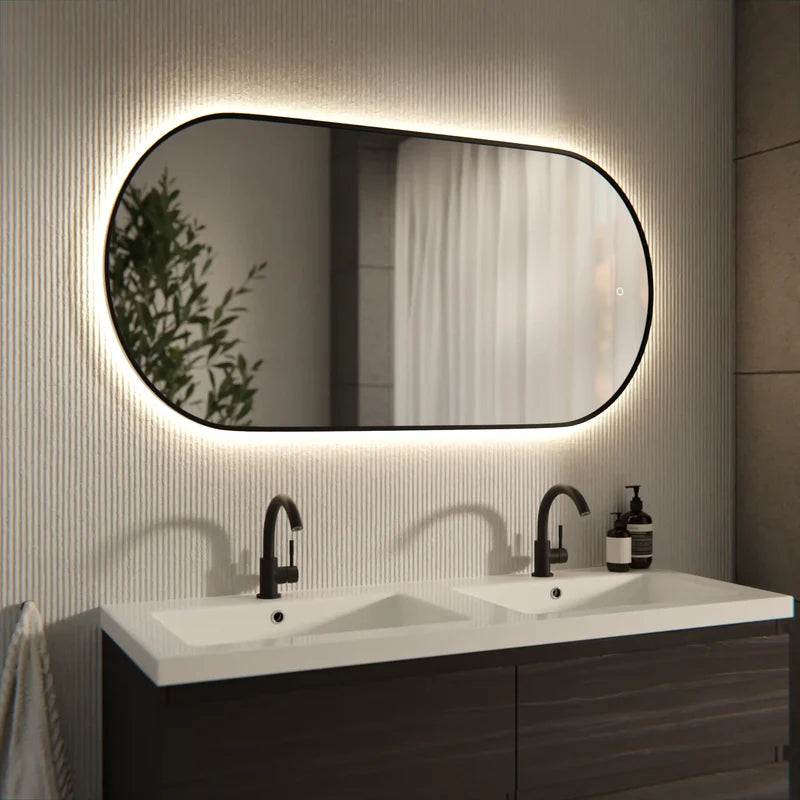 Miroir de salle de bains - 120x60cm Ovale - Cadre noir