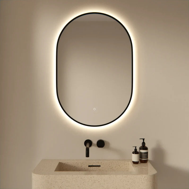 Miroir de Salle de Bain - 90x50cm - Cadre Noir