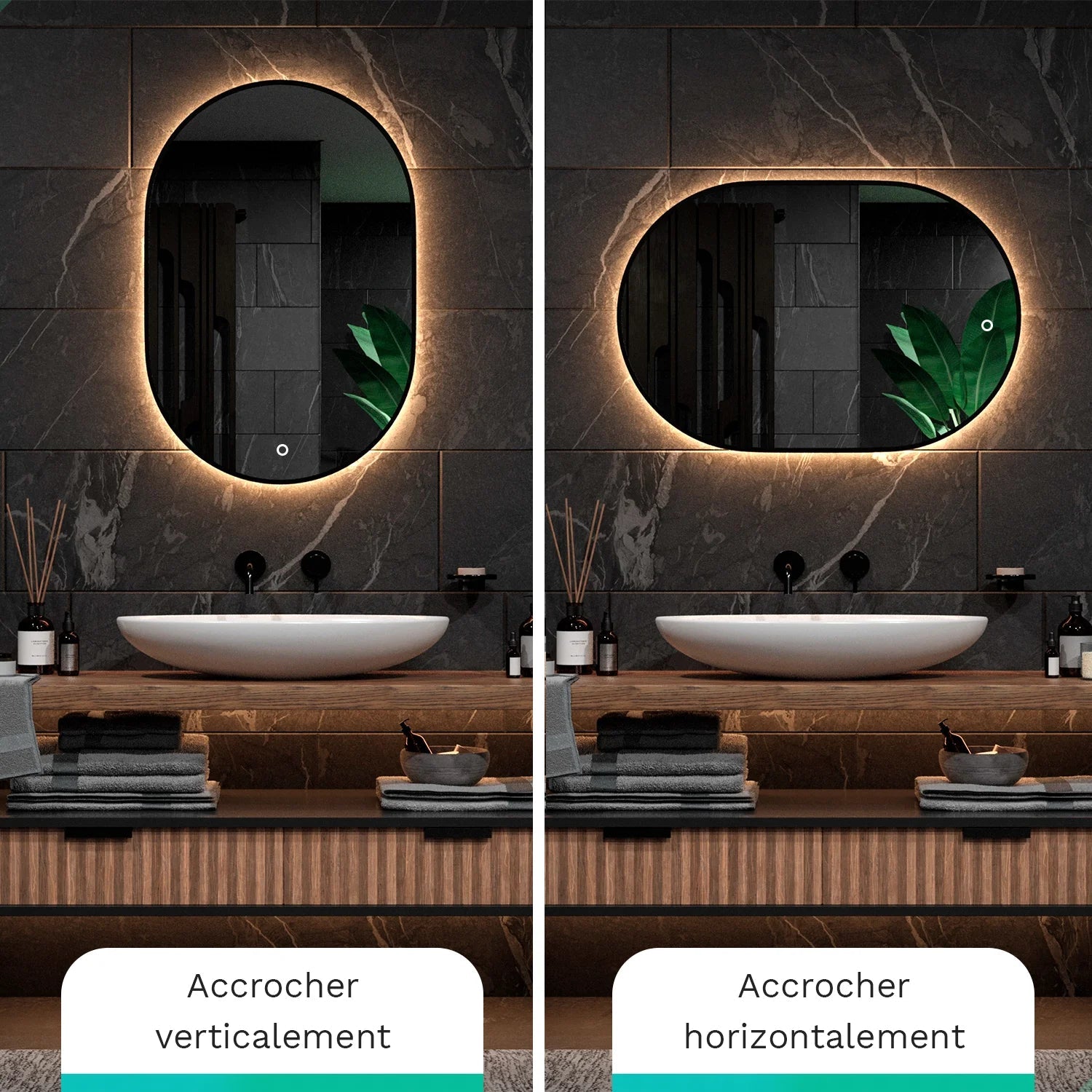 Miroir Salle de Bain Noir